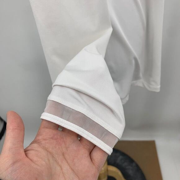 Golfino Shirt Womens L Large White Mesh Trim Panels Stretch Wicking Long Sleeve - Picture 5 of 13